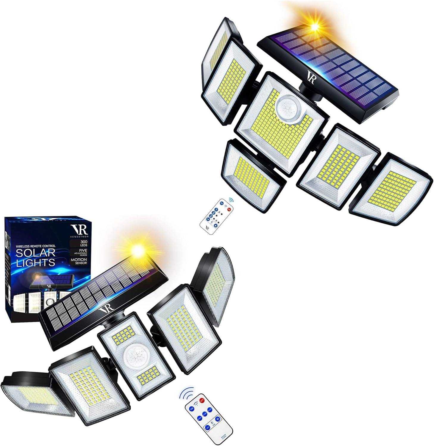 VENSSTNOR 6 Heads Solar Motion Sensor Lights Outdoor + 5 Heads Solar