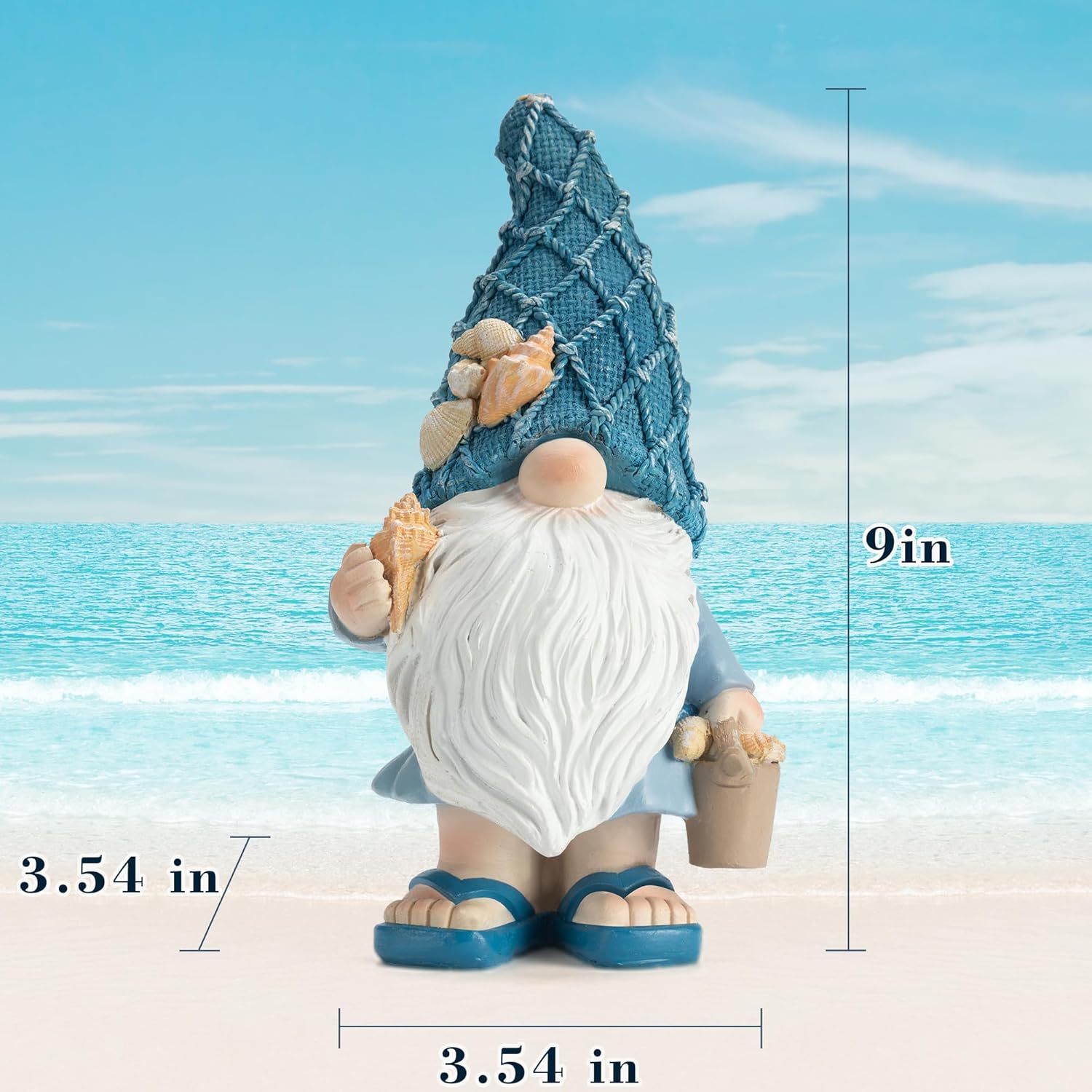 Etlemonde Beach Gnomes Statues,Ocean Gnomes,Nautical Themes Decoration,Beach, Gnome Carrying a Bucket