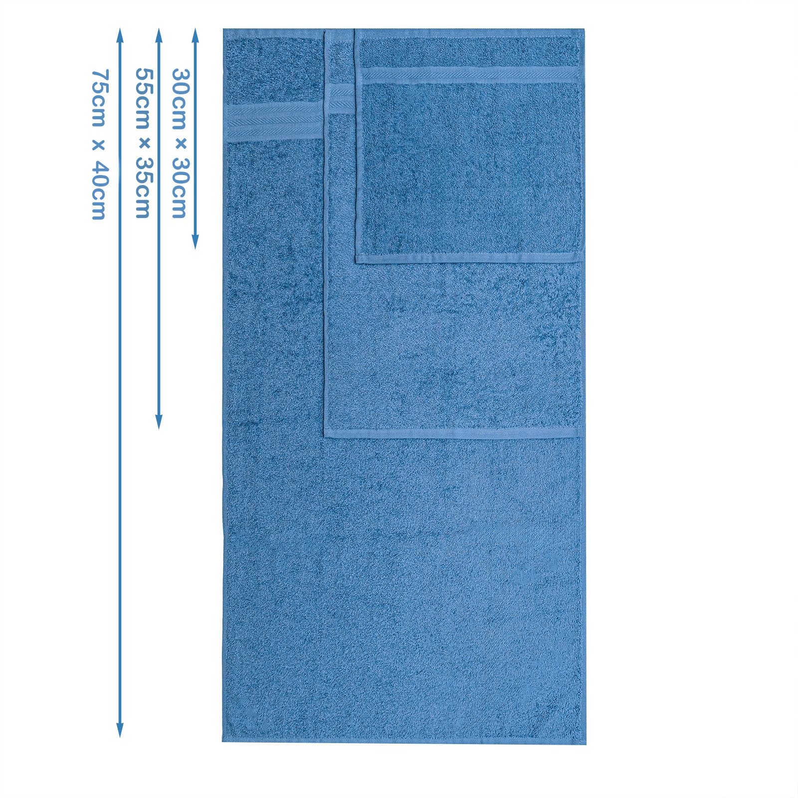 nice homeit Set Asciugamani Medie, in Cotone 100%, 8 Pezzi Asciugamani, Made in Italy. Extra Morbido Assorbente. 2 Asciugamani + 2 Asciugamani Ospite + 4 Lavette (Azzurro)