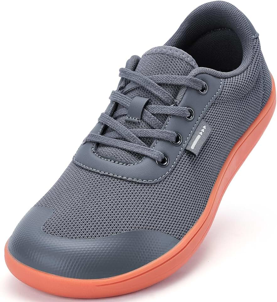 Sapatos femininos com bico largo – Sapatos minimalistas descalços zero drop casual confortável caminhada atlética ampla largura tênis moderno para joanete inchaço fascite plantar pé