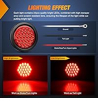 Vista 4 de Nilight Juego de 4 luces traseras redondas de 10 centímetros para remolque, luz de freno, señal de giro, luz de marcha atrás, rojas y blancas