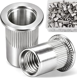 149Pcs M6 Rivet Nuts, Stainless Steel 304 Metric Rivnut Kit Flat Head Threaded Insert Nutsert with Knurled Body, RIV Nuts for Furniture, Automotive, Industrial Use