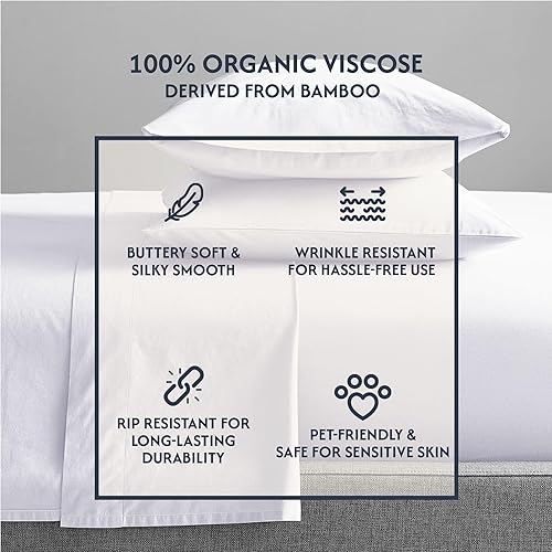 Miniatura 6 de Juego de sábanas de viscosa orgánica derivada de bambú, lujoso, más suave que la seda, naturalmente refrescante, regula la temperatura y