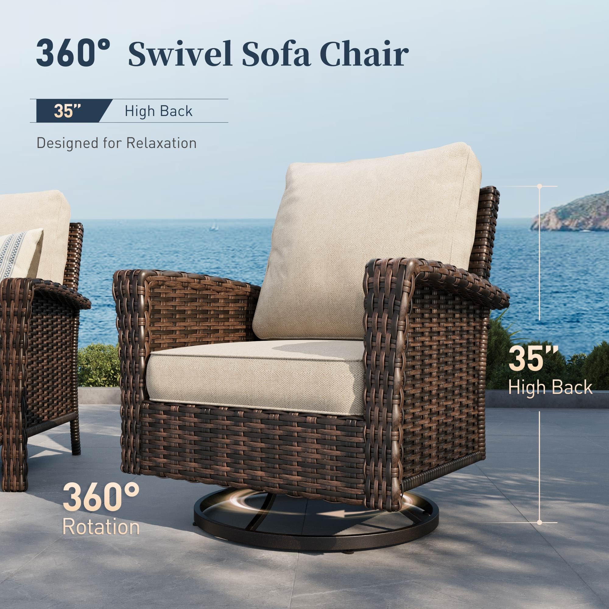 Best Patio Conversation Set 2026: 5 Weatherproof Picks 3 SUNSHINE VALLEY 5 Pieces Patio Furniture Set with Swivel Chairs, High-Back Wicke — product photo