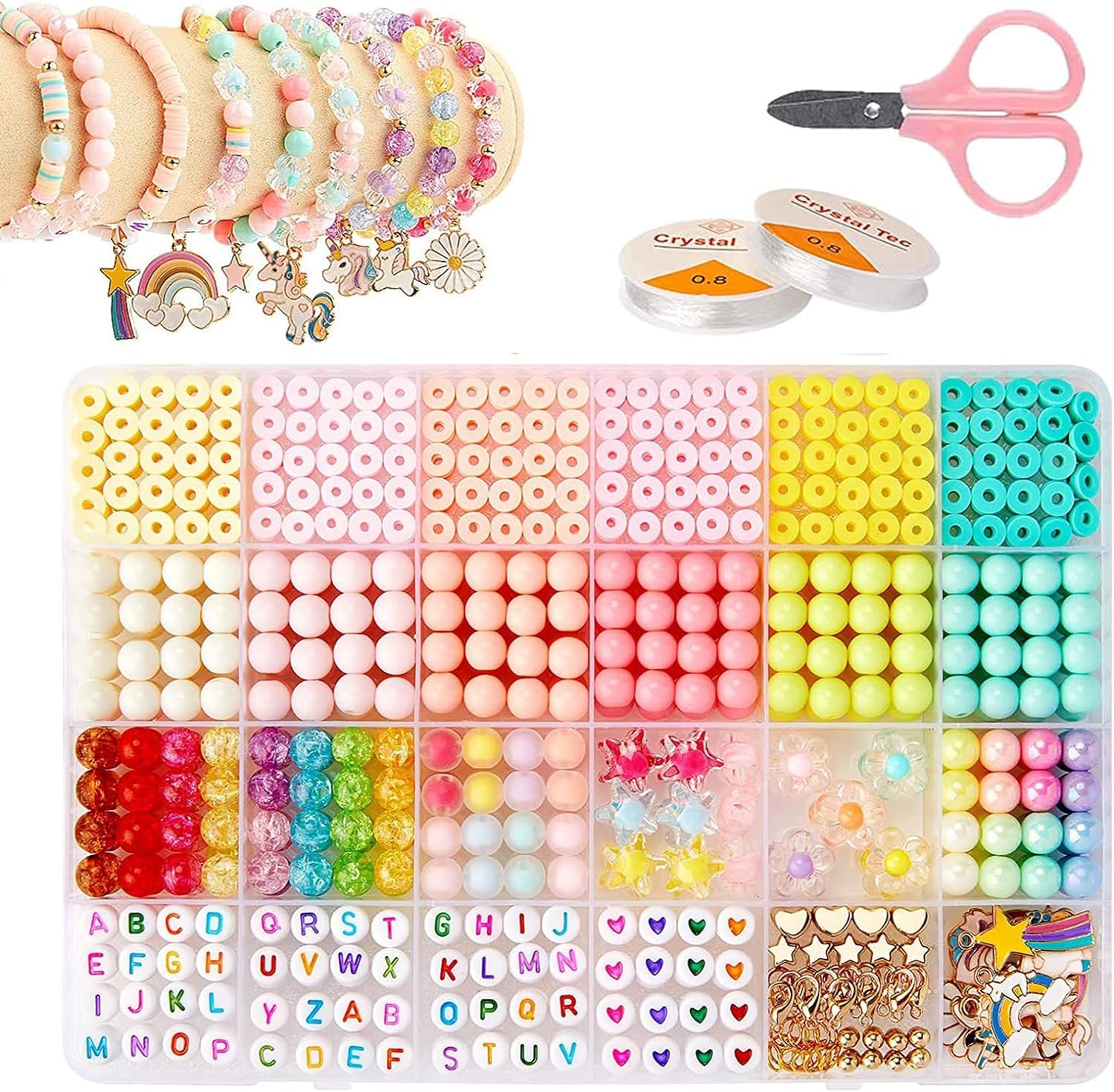 NALACAL Kids Jewelry Making Kit - Bead Kits for Kids 4-6 with 1300+ Beads - Suitable for Creative Bracelets and Necklaces - Good Gift to Inspire Hands-on Skills for Girls