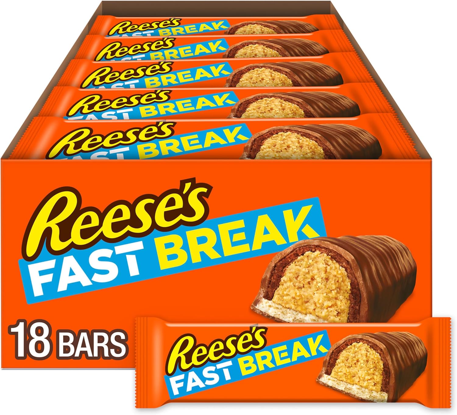 REESE'S FAST BREAK Peanut Butter Nougat Candy Bars, 1.8 oz (Pack of 18)