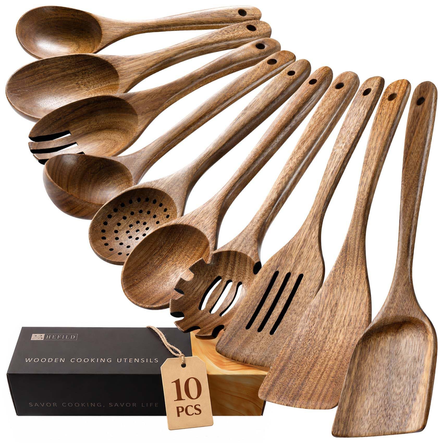 Hefild Acacia Wood Utensil Set, 10-Piece