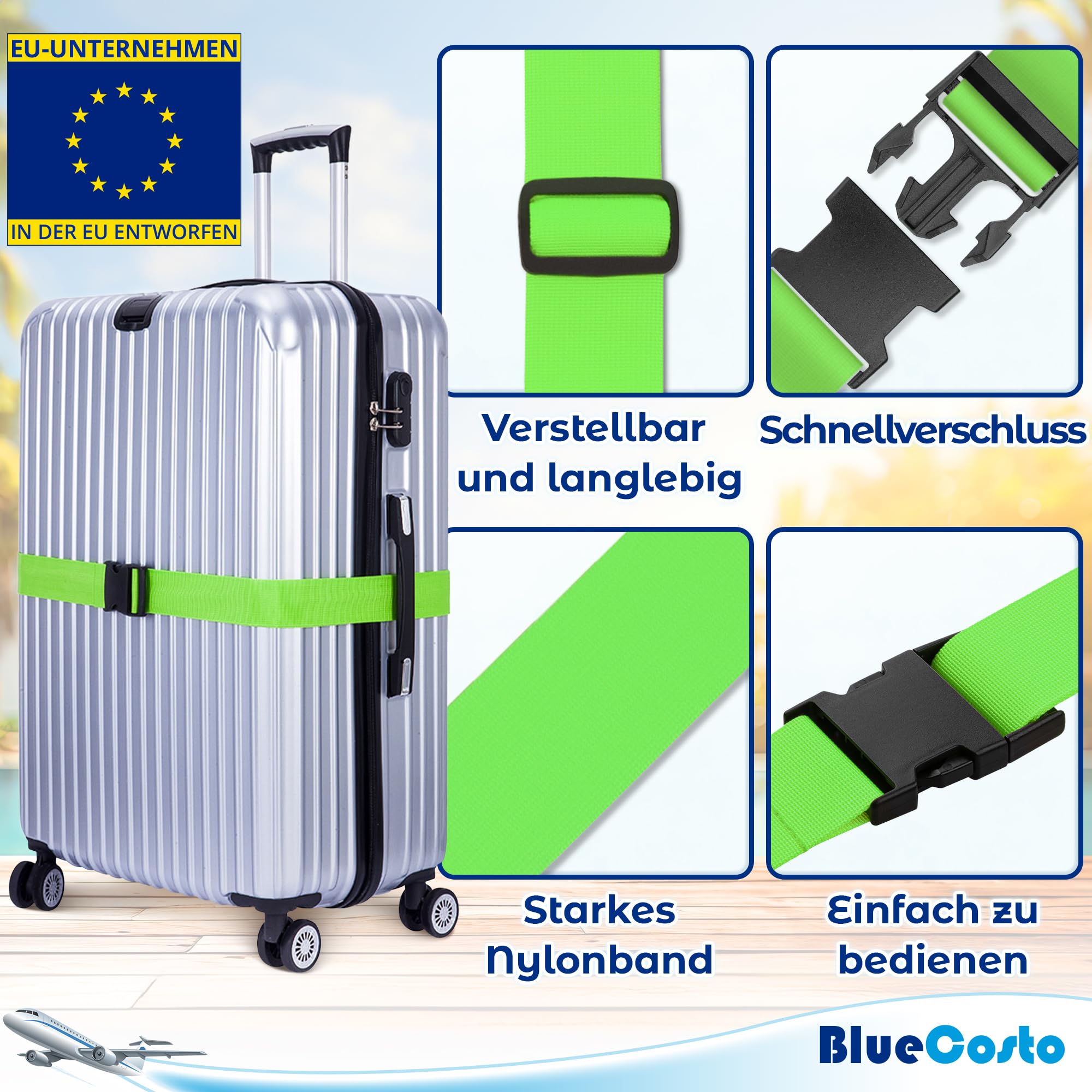 Amazon.com | Luggage Straps for Suitcases - TSA Approved - Neon