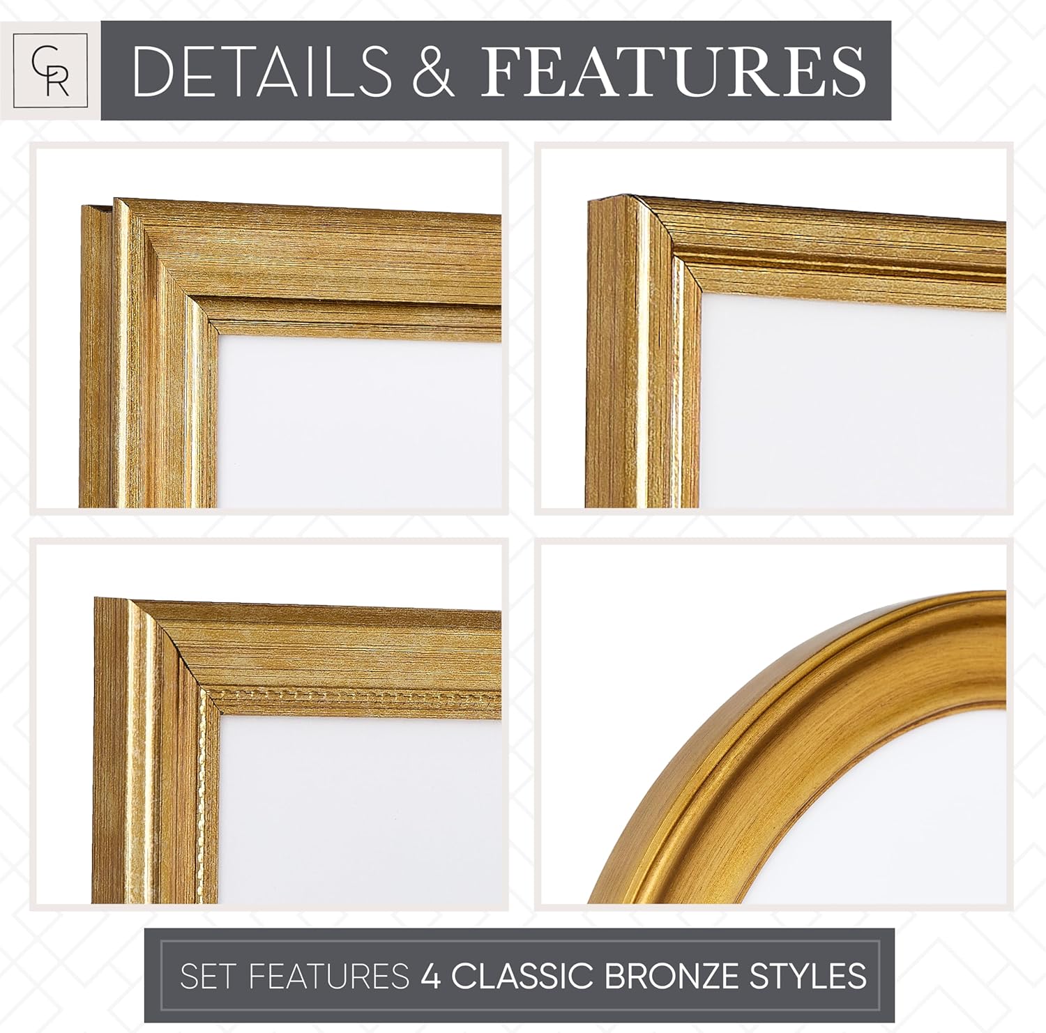 Camden Reed Brass Gallery Wall Frame Set, 9 Piece
