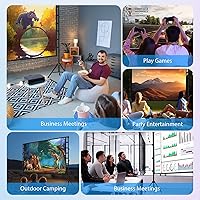 Vista 7 de Outdoor Projector Screen with Stand 150 Inch: VOOPVOR Portable Projection Screen and Stand, Indoor Rear Front Movie Screen 16:9 4K HD, with Carry