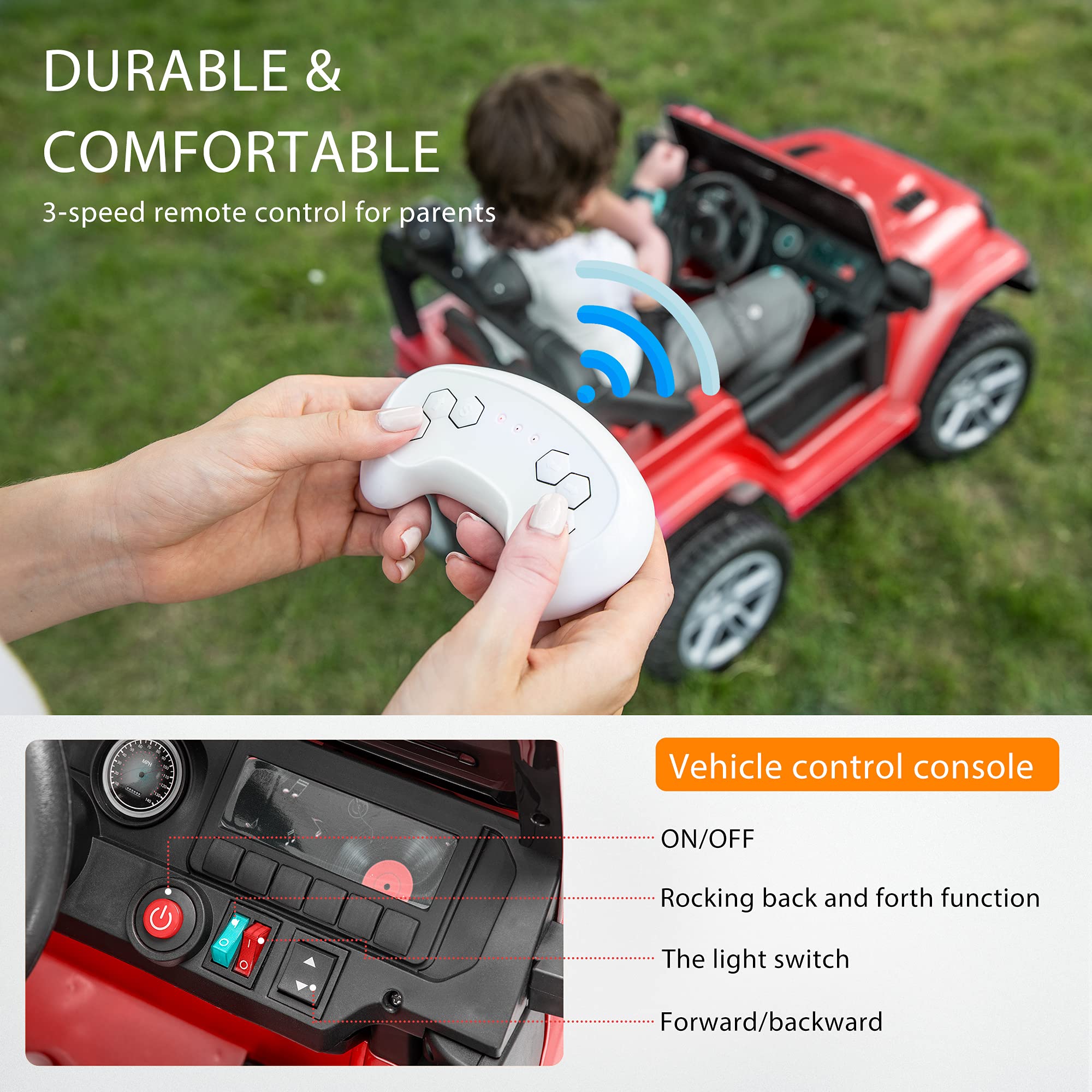 DEStar 12V Rideon Truck with Parental Remote Control, Battery Powered