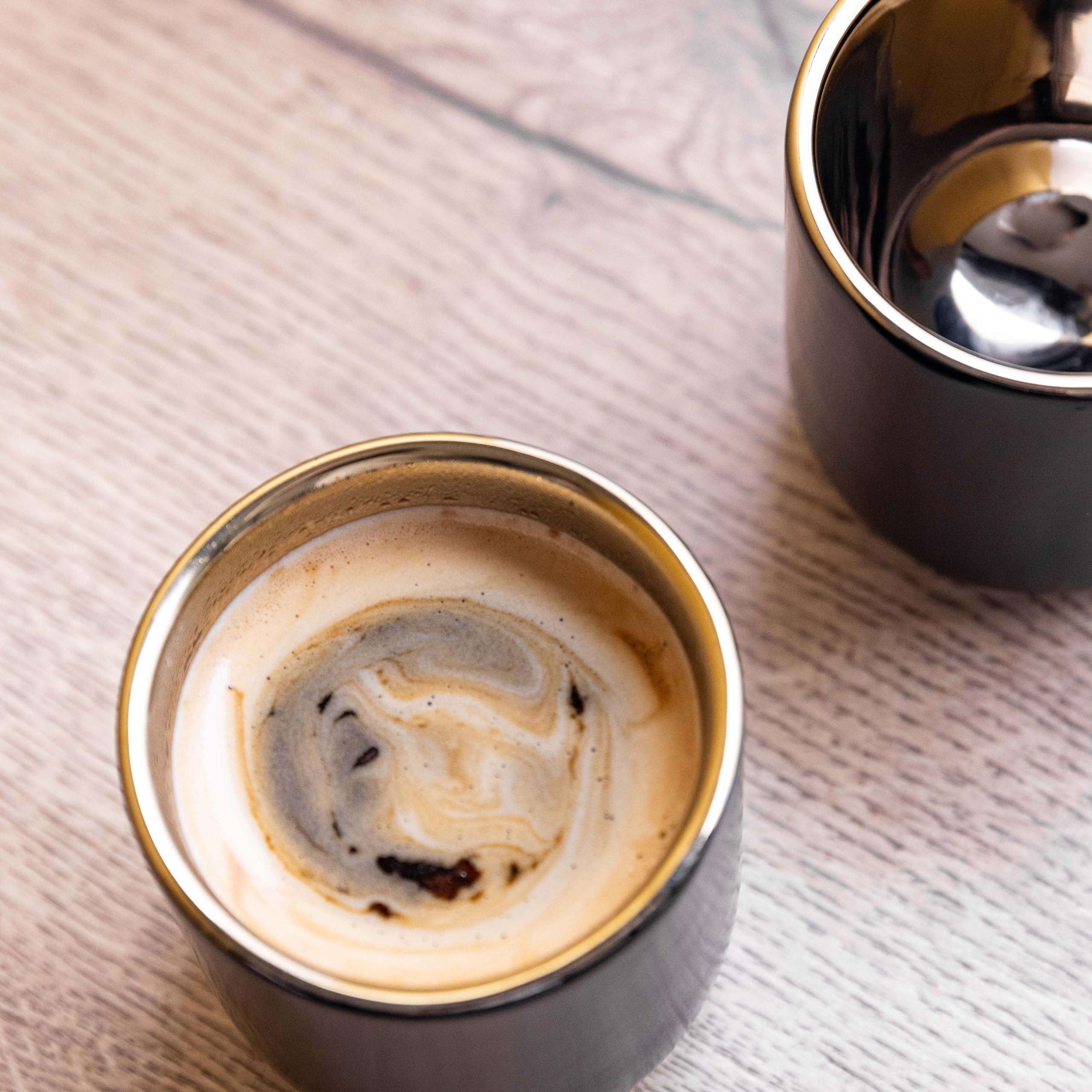 La Cafetière Kubki do espresso z podwójnymi ściankami, zestaw dwóch sztuk, 70 ml, czarne, LCDWMUG702PC