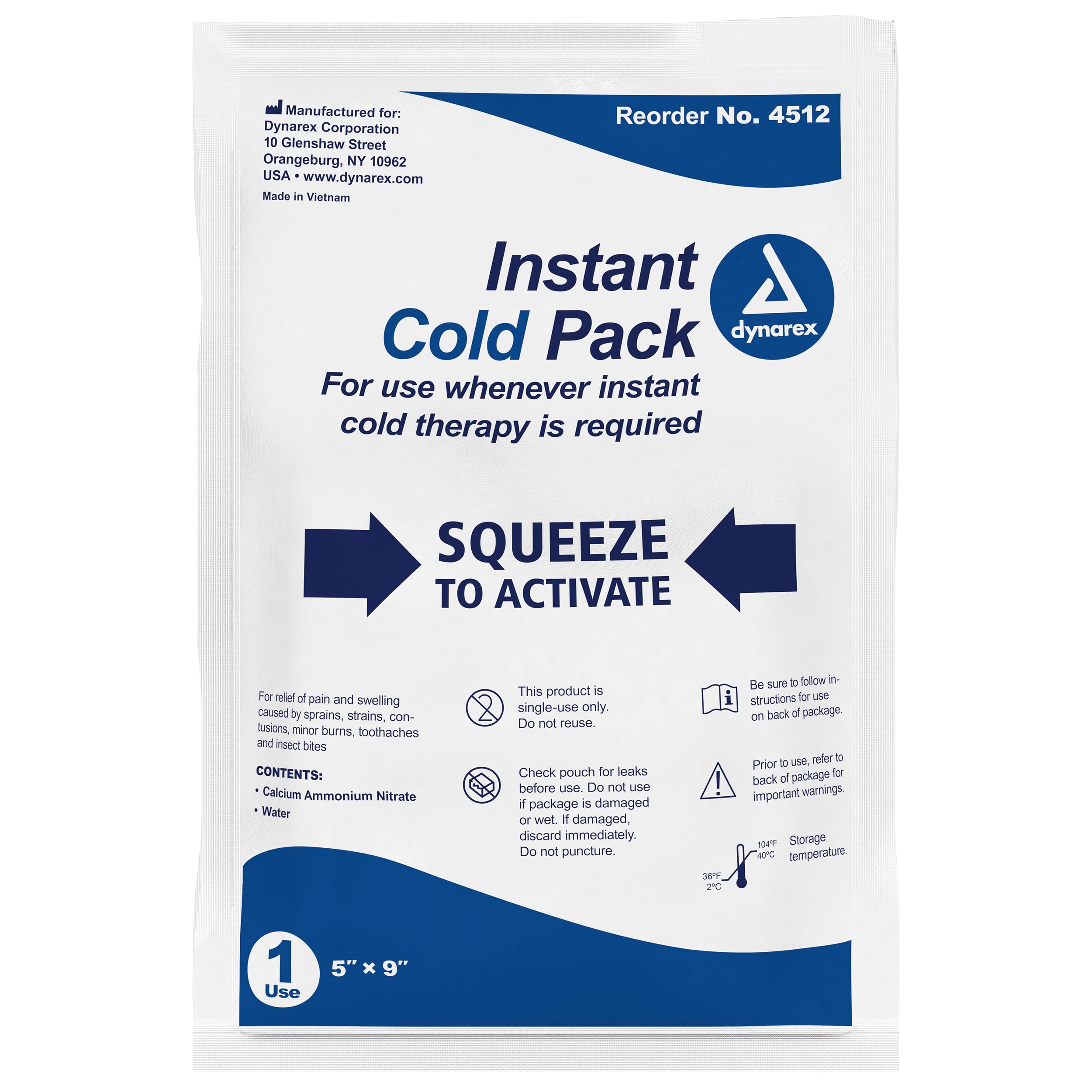 Dynarex Disposable Ice Packs for Injuries Instant Cold Packs for First Aid, Swelling, Sprains