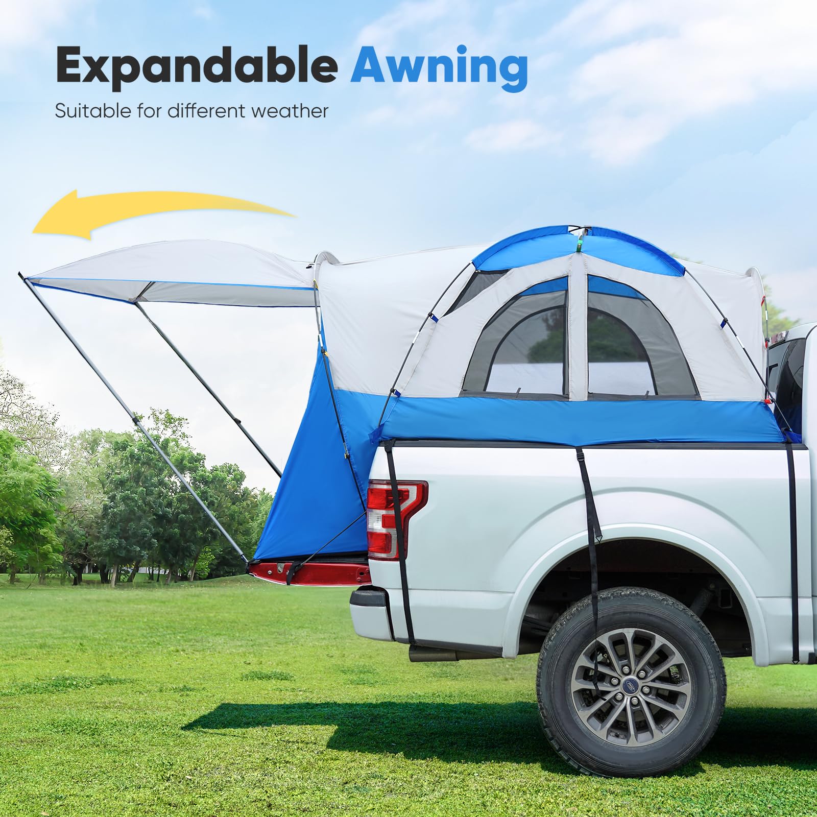 Snapklik.com : Quictent Pickup Truck Tent For Compact Short Bed (5-5.2 ...