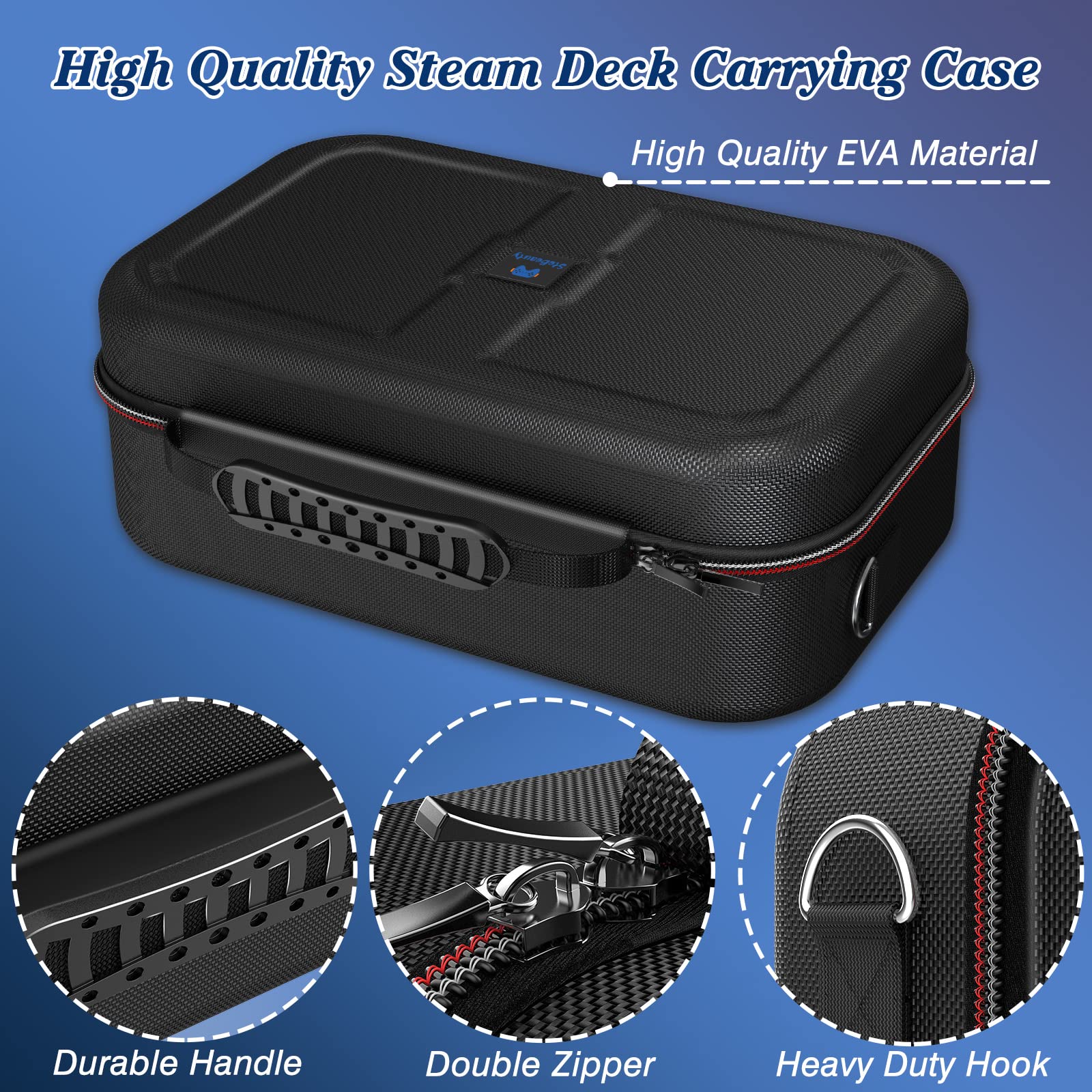 Steam Deck Case 2025 - Funda de transporte para consola y accesorios, almacenamiento de cargador adaptador de CA integrado, gran capacidad