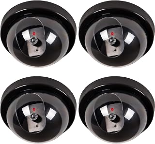 4 x Quality Dummy Dome Fake Outdoor Indoor CCTV Security Camera Blinking Dummy Dome CCTV Camera, Fake Security Camera Surveillance Camera Model Black