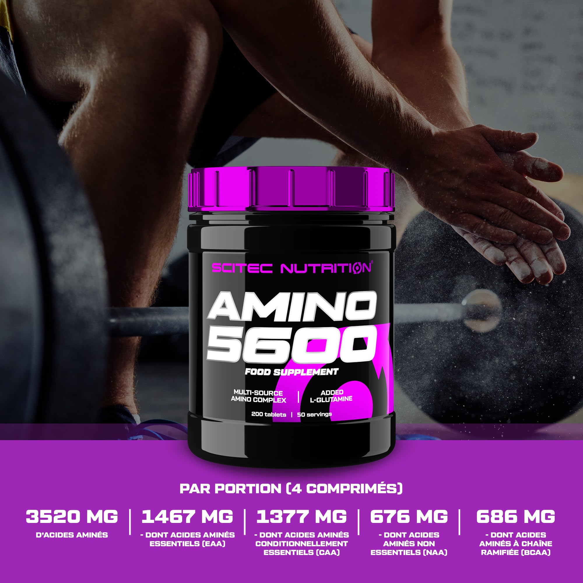 Scitec Nutrition Amino 5600 Comprimés, Acides Aminés Essentiels & BCAA avec L-Glutamine, Favorise la Récupération et la Croissance Musculaire, Formule Protéine de Lactosérum & Caséinate, 500 Comprimés