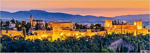 Miniatura 3 de Educa - Puesta de sol española - Alhambra, Granada Panorama - Rompecabezas de 1000 piezas - Pegamento para rompecabezas incluido - La imagen