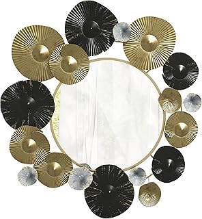 Comprar HOMCOM Espejo Decorativo de Pared, Adorno de Pared Metálico con Espejo Decorativo, para Salón, Dormitorio, Pasillo, 84x84 cm, Dorado y Negro