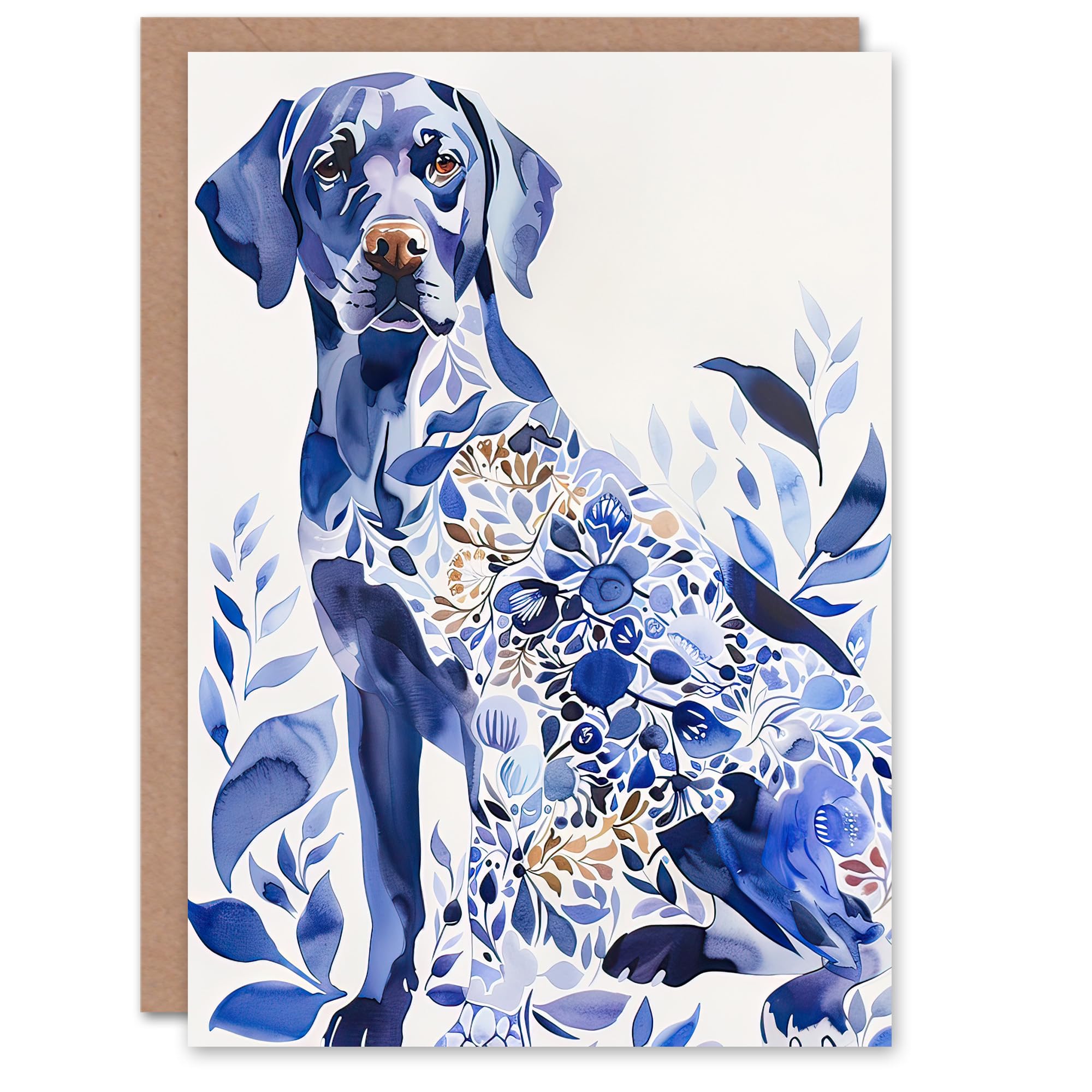 Artery8 Greeting Card Dog Lover Labrador With Ornate Floral Pattern Fur For Her Woman Birthday Card