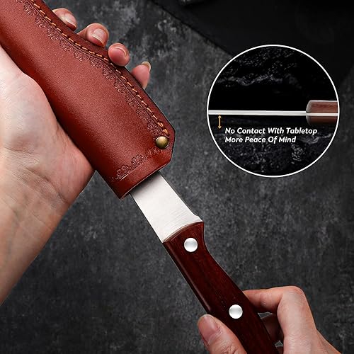 Miniatura 4 de Cuchillo deshuesador de 7 pulgadas, cuchillo de deshuesado de acero inoxidable para cortar carne, cuchillo de pechuga con funda, cuchillo de