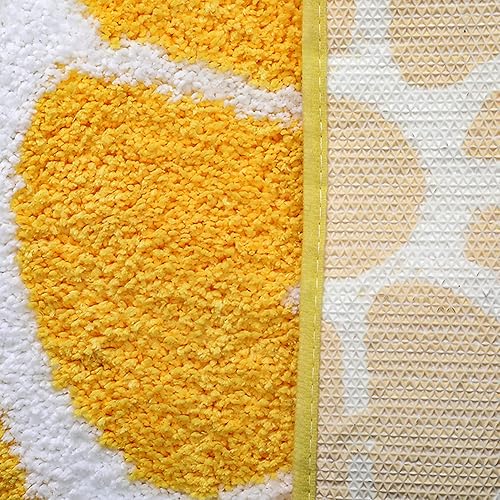 Miniatura 4 de HAPLOVE Alfombra de baño de microfibra suave con forma de limón semicircular, alfombra de baño antideslizante para cocina, dormitorio, ducha de goma