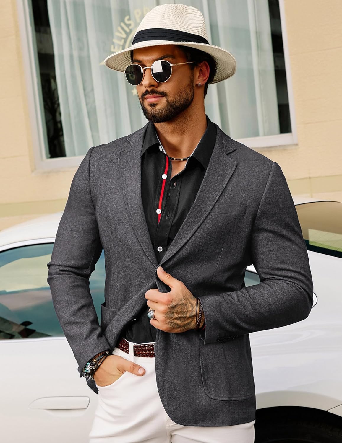 GRACE KARIN Mens Blazer Sport Coats Casual Lightweight 2 Button Sports Coat and Blazers Suit Jacket - Image 2