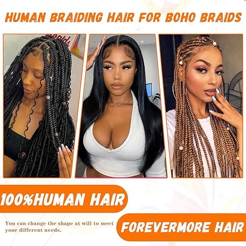 Miniatura 7 de Cabello humano para trenzar, ondulado profundo, cabello humano a granel para trenzar, sin trama, cabello humano húmedo y ondulado, extensiones de