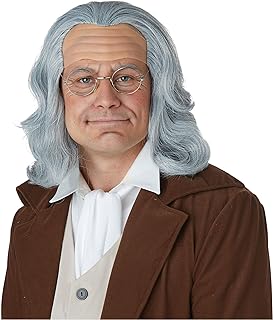 Mens Benjamin Franklin Wig - Adult Sized, Gray, One Size US