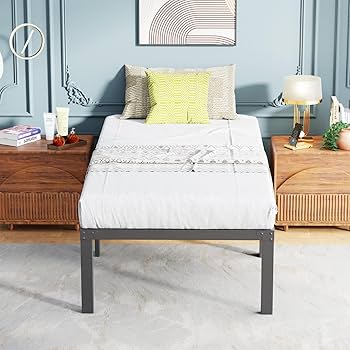 FDW Bed Frame Metal Platform Bed Frame 18 Inch High Mattress