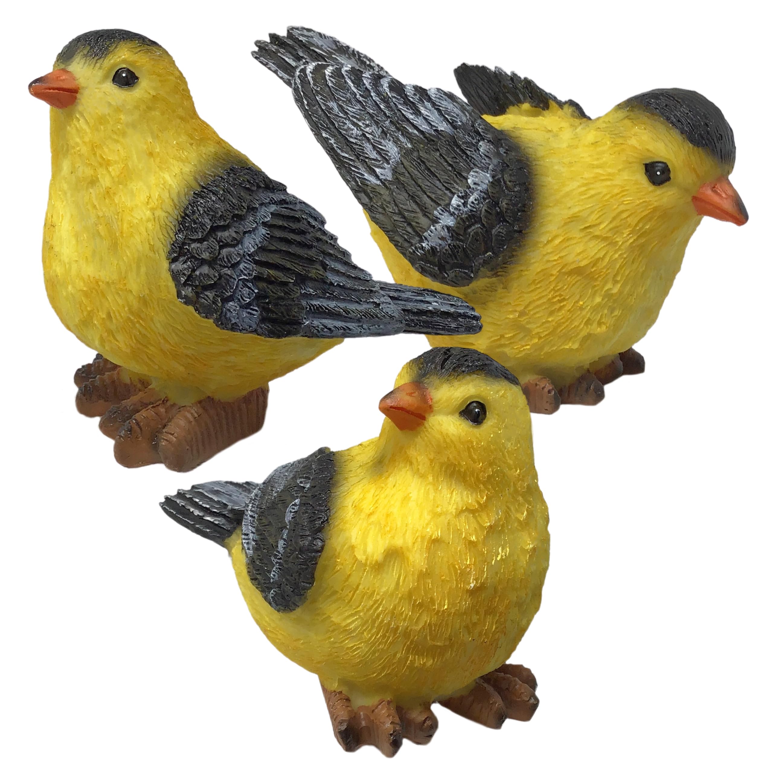 Banberry Designs Set di 3 statuette di uccelli cardellini, altezza 10,2 cm