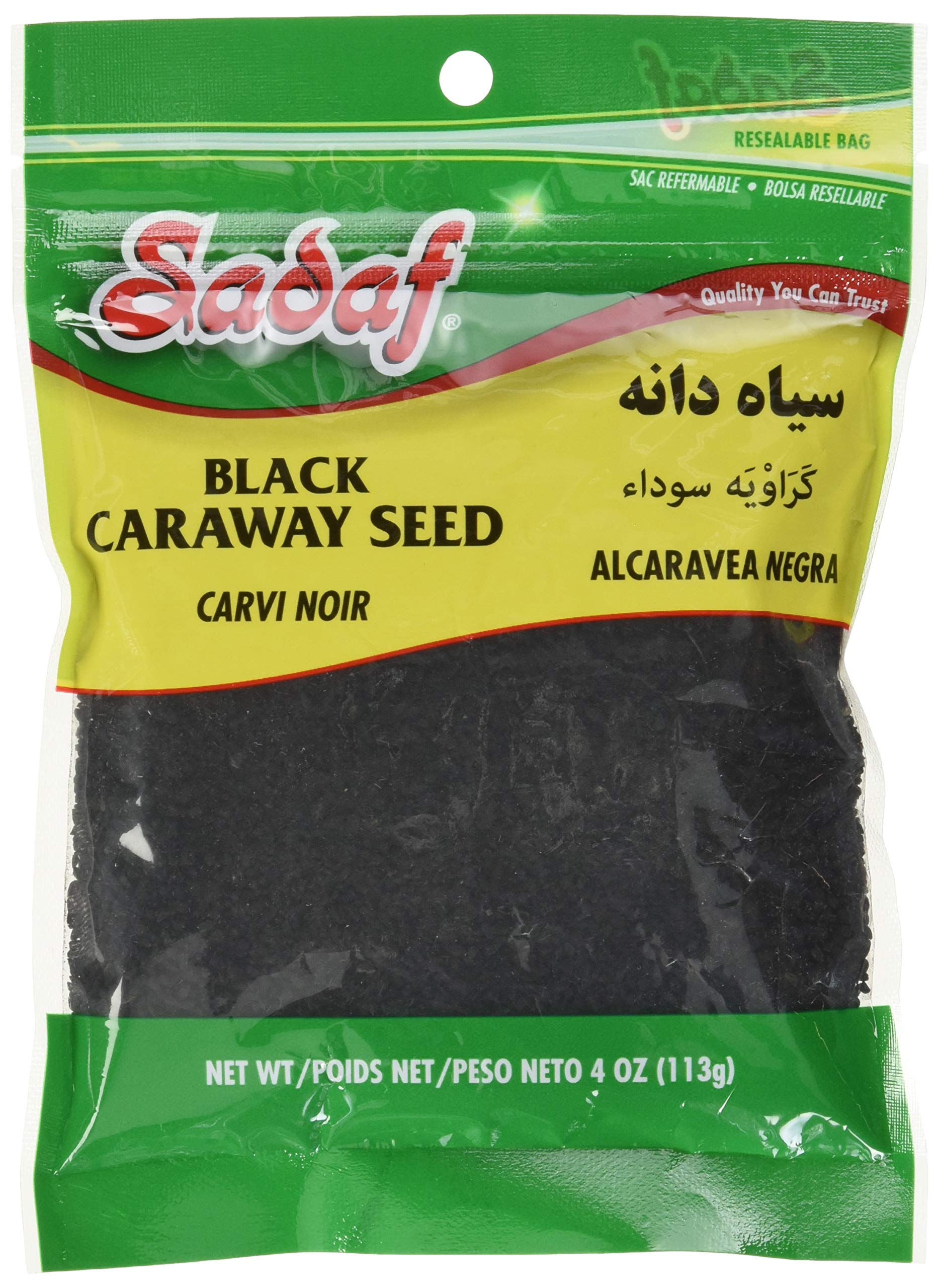 Sadaf Black Seeds - Black Caraway Seeds - Nigella Black Seeds for Cooking & Food Seasoning - Kosher - 4 Oz Resealable Bag