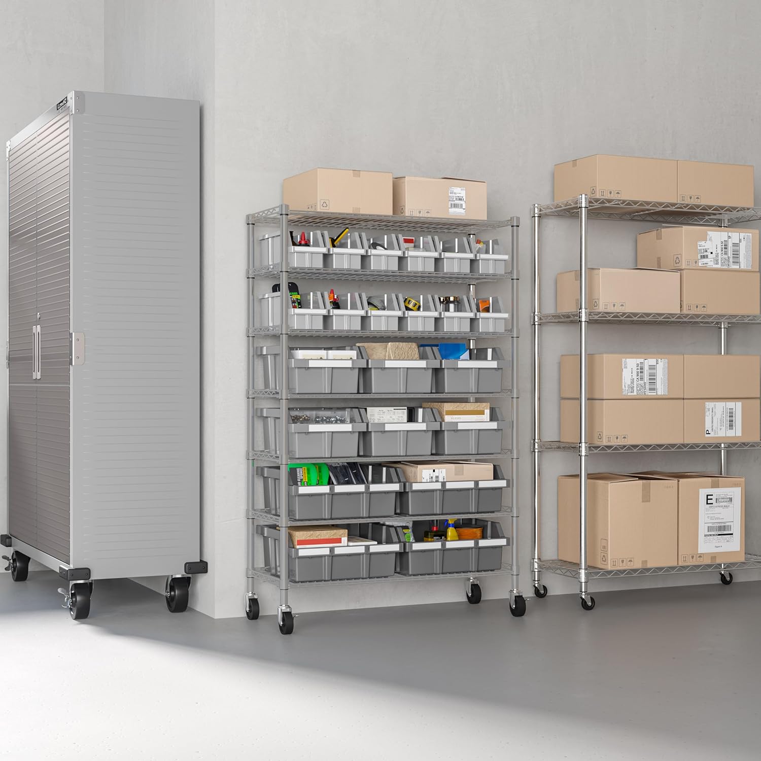 Seville Classics Commerical Grade NSF-Certified Bin Rack Storage Steel Wire Shelving System - 22 Bins - Gray