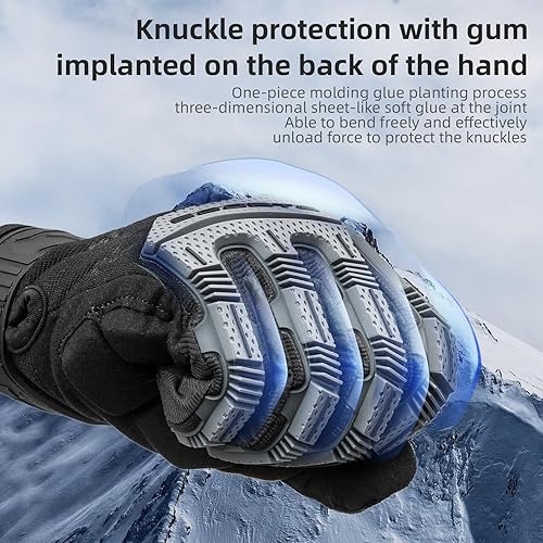 Miniatura 3 de ROCKBROS Guantes térmicos de ciclismo para motocicleta y bicicleta de montaña, resistentes al viento, dedo completo con almohadilla de gel de 0.236
