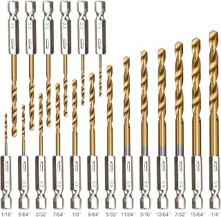 YXYL 19-Piece Titanium HSS Hex Shank Quick-Change Drill Bit Set for Wood, Aluminum, Plastic - 1.5-6.5mm Sizes