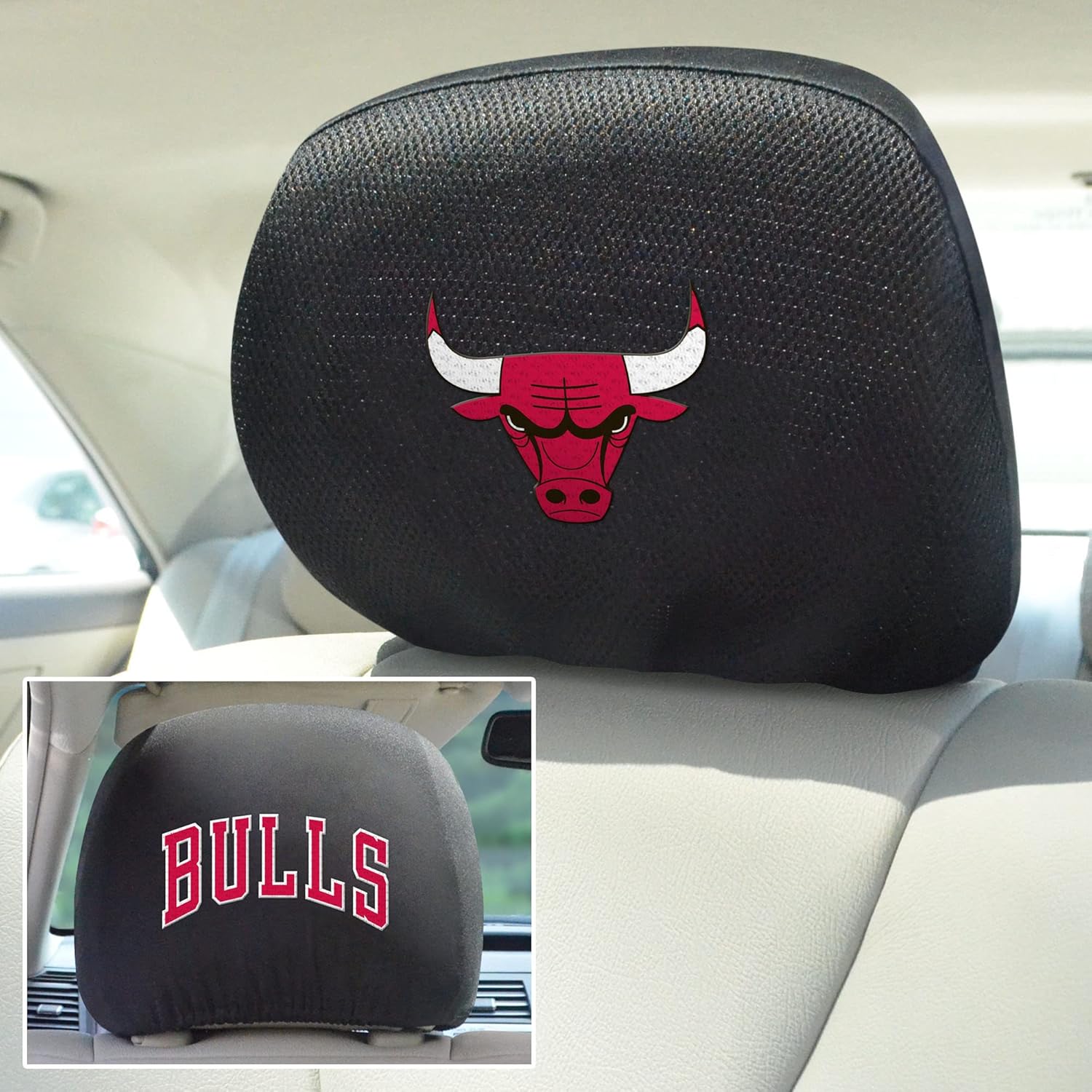 FANMATS 12521 NBA Chicago Bulls Polyester Head Rest Cover