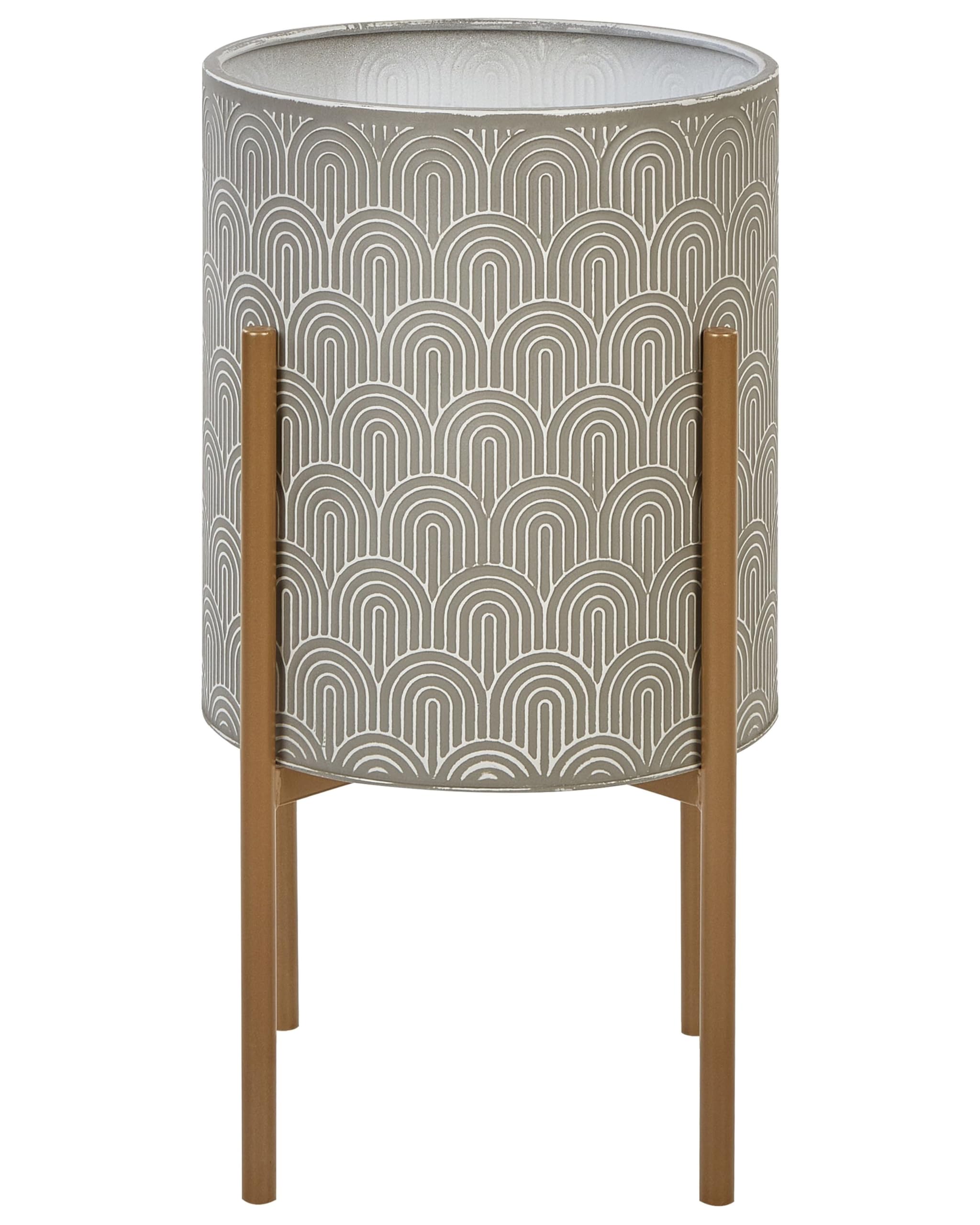 Pflanzenständer Metall grau rund Schuppen-Design Blumentopf mit Ständer Aubrieta