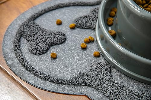 Miniatura 4 de Petlike Tapete de alimentación para mascotas para perros y gatos grandes, antideslizante e impermeable, tapete grande para perros con bonito patrón