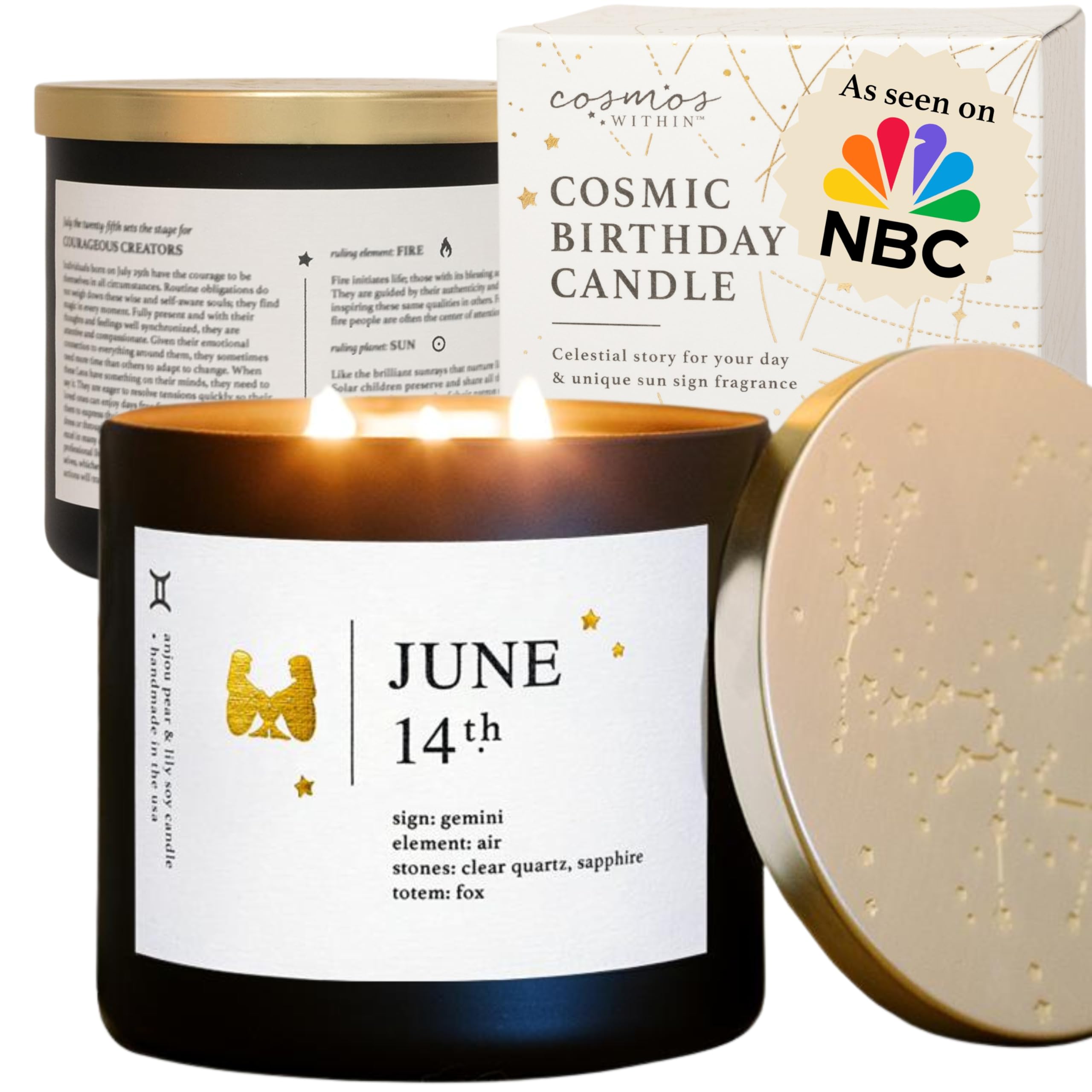 June 14th Personalized Zodiac Candle | Inspirational Astrology Reading and Daily Affirmation for Your Birthdate | Handmade Gemini Candles | Astrology