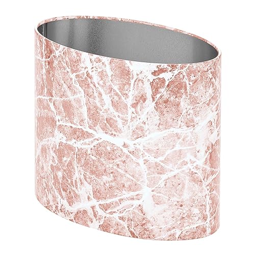mDesign Cubo de basura ovalado de metal de acero inoxidable pequeño papelera de 209 galones cesta de basura para baño dormitorio cocina u oficina en