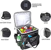 Vista 2 de Koolatron Electric Portable Cooler Plug in 12V Car Cooler Bag, 14 qt (13 L) Black/Gray Soft-Sided Portable Car Fridge w/DC Power Cord, Adjustable