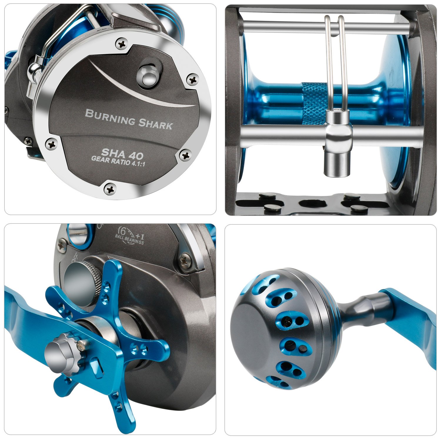 Burning Shark Carrete de Tiburón para Pesca de Agua Salada, Arrastre, Barco, Océano, Bajo del Mar, Salmón - SHA40