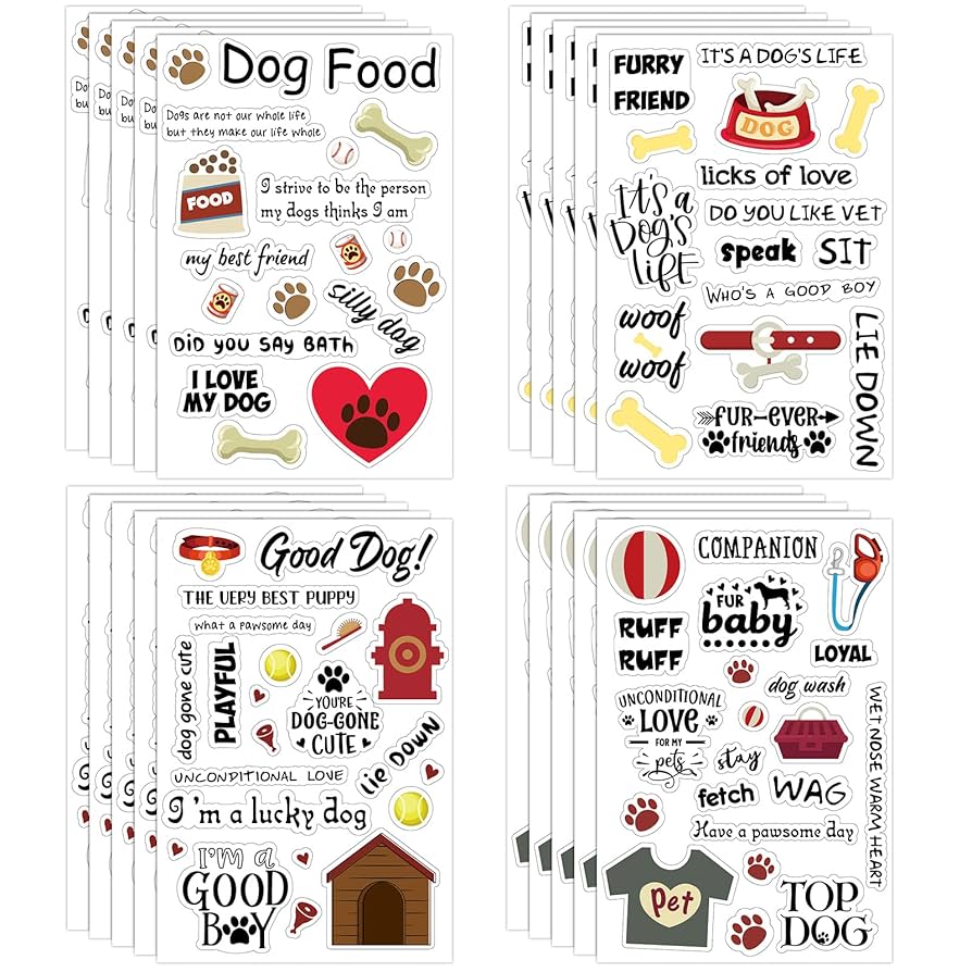 Amazon.com: Geyee 20 Sheets Scrapbook Dog Stickers Dog Phrases Clear Waterproof Puppy Paw Print Stickers with Sayings Word for Adult Scrapbooking DIY Crafts Album Laptop Decor, 4 x 6 Inch : Arts, amazon-com-geyee-20-sheets-scrapbook-dog-stickers-dog-phrases-clear-waterproof-puppy-paw-print-stickers-with-sayings-word-for-adult-scrapbooking-diy-crafts-album-laptop-decor-4-x-6-inch-arts