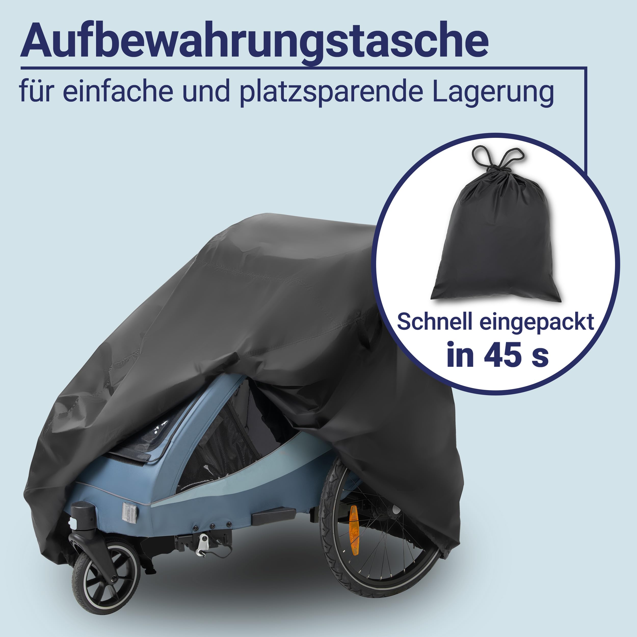 Zamboo Abdeckung für Fahrradanhänger | Universal Faltgarage für Anhänger (kompatibel mit Thule, Croozer, Qeridoo, Tiggo UVM.) | wasserdichte Plane mit Tasche und Öffnung für Fahrrad-Schloss - Schwarz