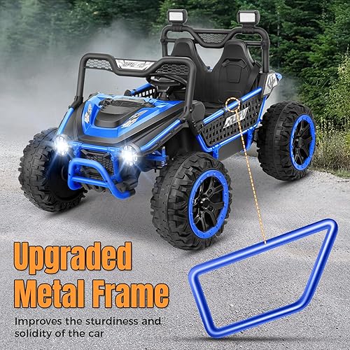 Miniatura 2 de Hikole Juguetes de paseo de 2 plazas de 24 V para niños grandes, camión eléctrico UTV con control remoto, asiento XXL de 22 pulgadas, ruedas
