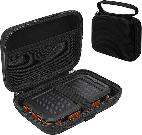 Cargador solar portátil y estuche de viaje con banco de energía, caja de almacenamiento dura compatible con Anker PowerCore 10K y Durecopow 20000mAh