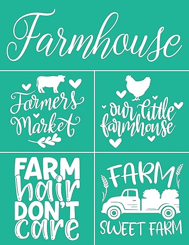 Plantillas temáticas de casa de campo, plantilla de pantalla de seda de malla reutilizable autoadhesiva para pintar sobre madera, lienzo, papel,