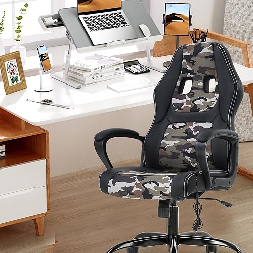 Miniatura 9 de PayLessHere Silla ergonómica de oficina para videojuegos, silla de computadora con soporte lumbar, silla ejecutiva ergonómica de piel sintética