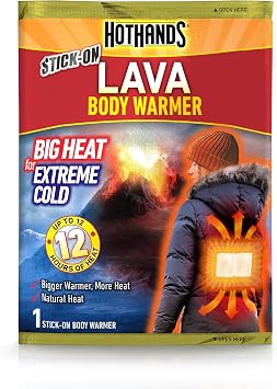 HOTHANDS LAVA - Body Warmers - Up to 12 Hours of Consistent Heat - Bulk Value Pack of Air Activated Warmers - 5 Individual Warmers - Value Pack - Big Heat for Extreme Cold