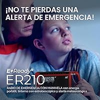 Vista 4 de Midland ER210 - Radio AM/FM compacta de emergencia con manivela, múltiples fuentes de alimentación que funciona como linterna de emergencia SOS